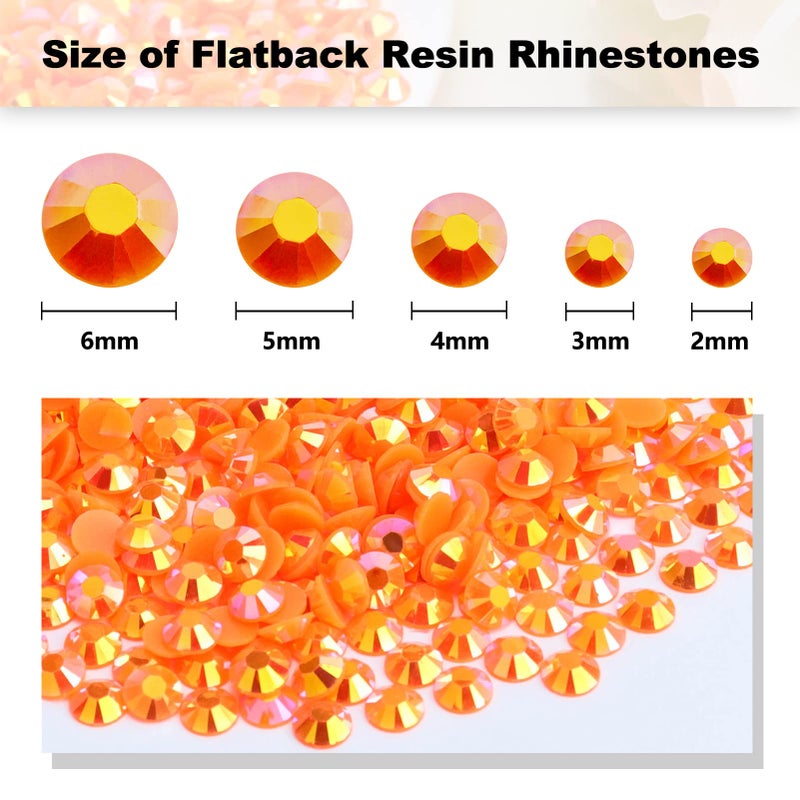 Briskbloom 1000PCS 6mm Resin Flatback Rhinestone, Orange AB Color Flatback Jelly Resin Rhinestones for Mugs, Bottles, Tumblers, Craft Decoration, Loose Bling Glitter Diamond Stone - Image 3